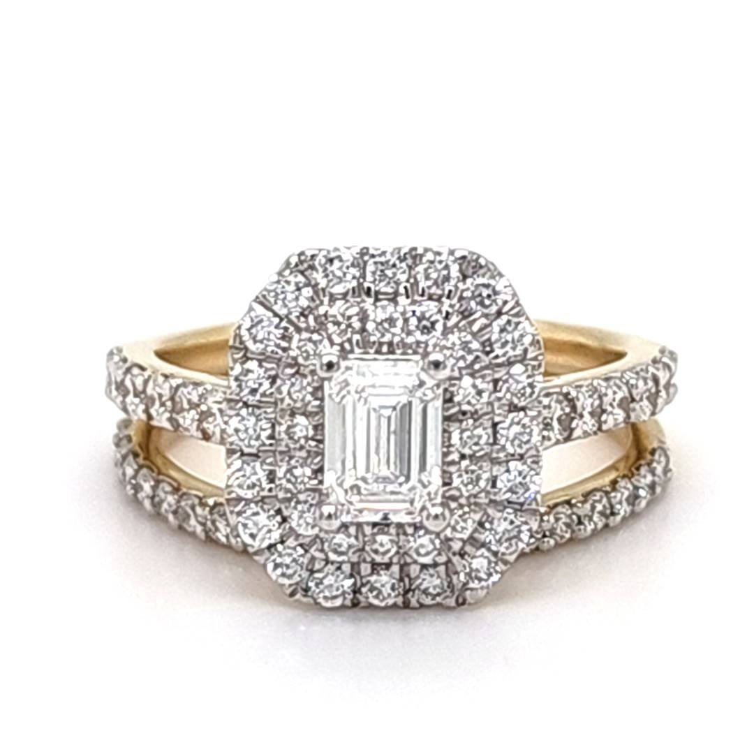 LG - 14K 1.54CT D-BRIDAL SET LDS EME/RDS "CERTIFIED" EME 0.51CT