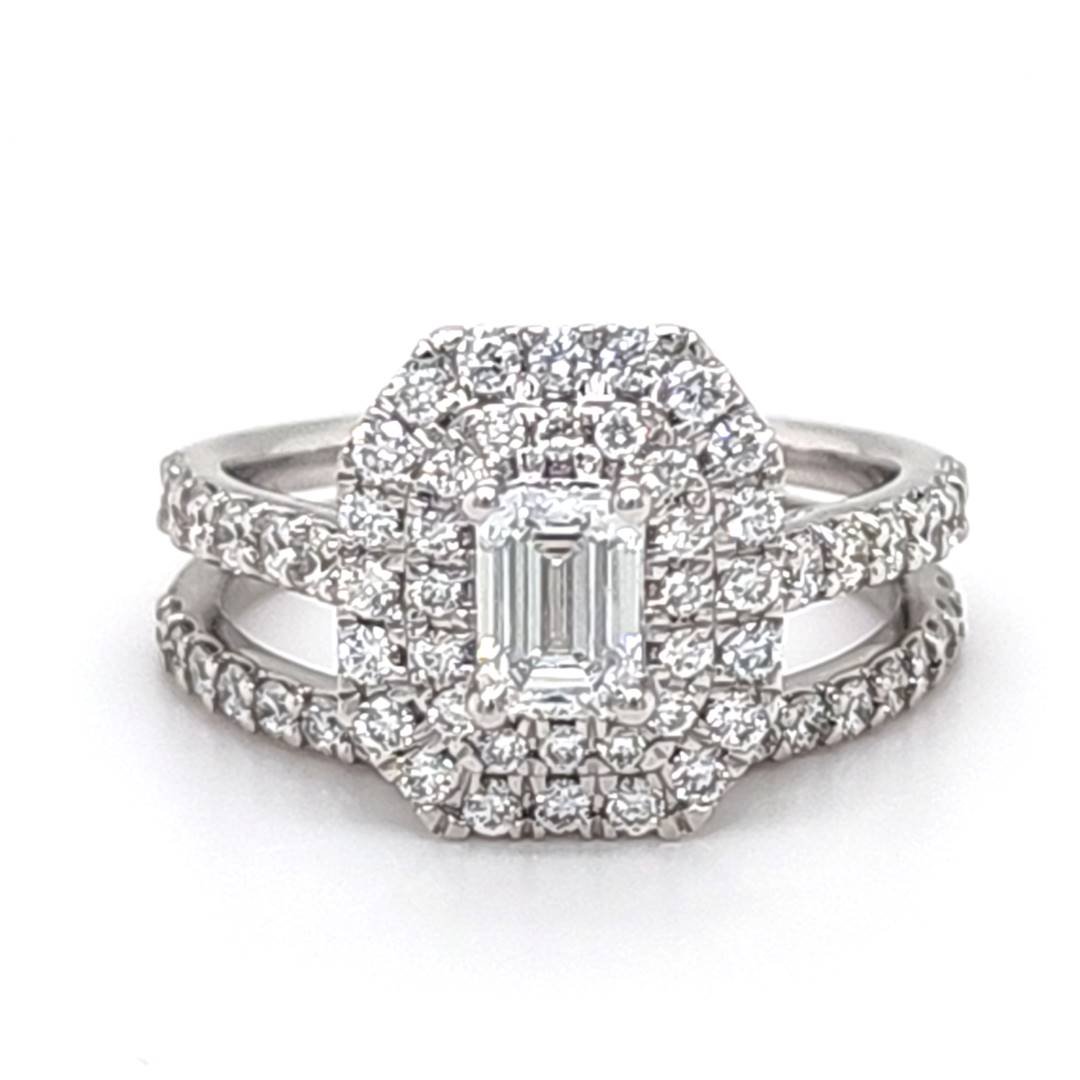 LG - 14K 1.54CT D-BRIDAL SET LDS EME/RDS "CERTIFIED" EME 0.52CT