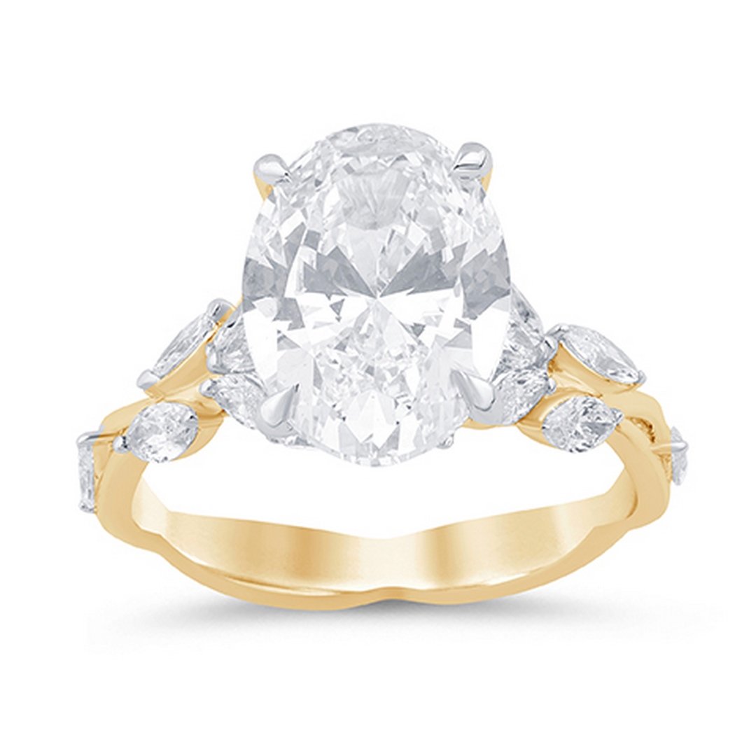 LG - 14K 4.95CT D-RING LDS OVL/MARQ "CERTIFIED" OVL CNTR 4.05CT
