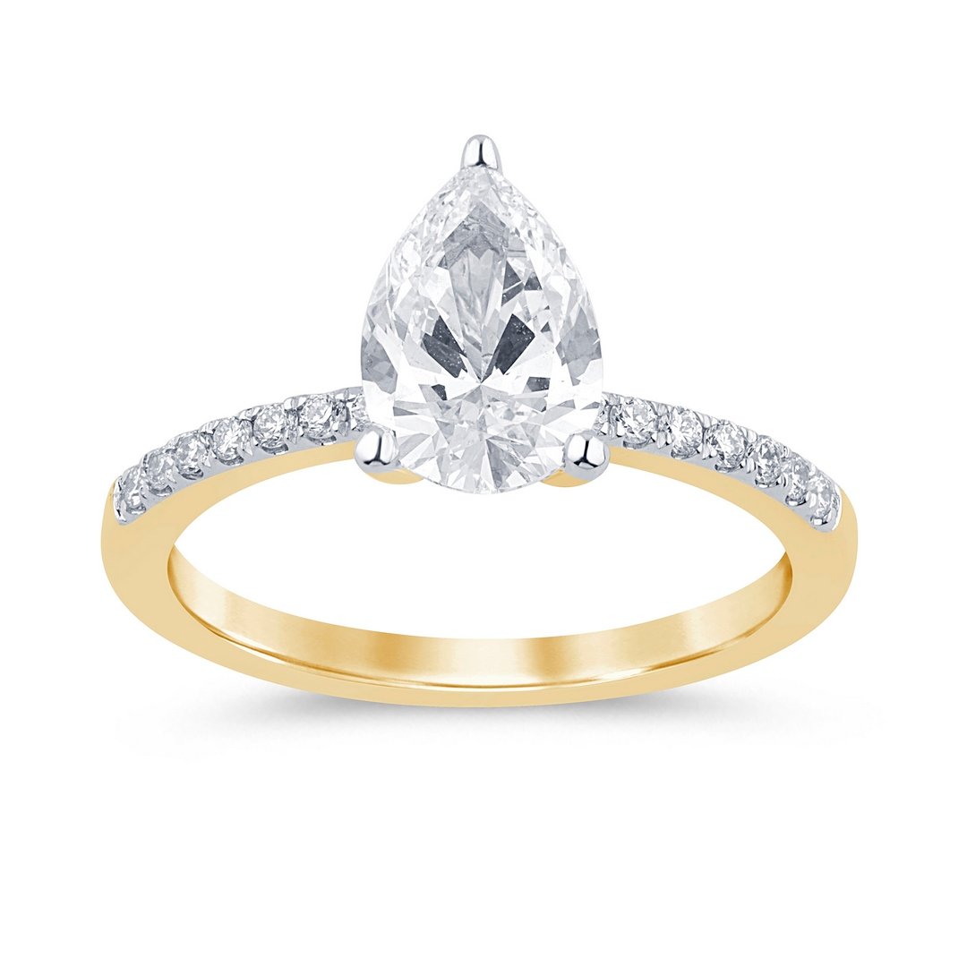 LG - 14K 1.71CT D-RING LDS PER/RDS PEAR 1.51CT CERTIFIED