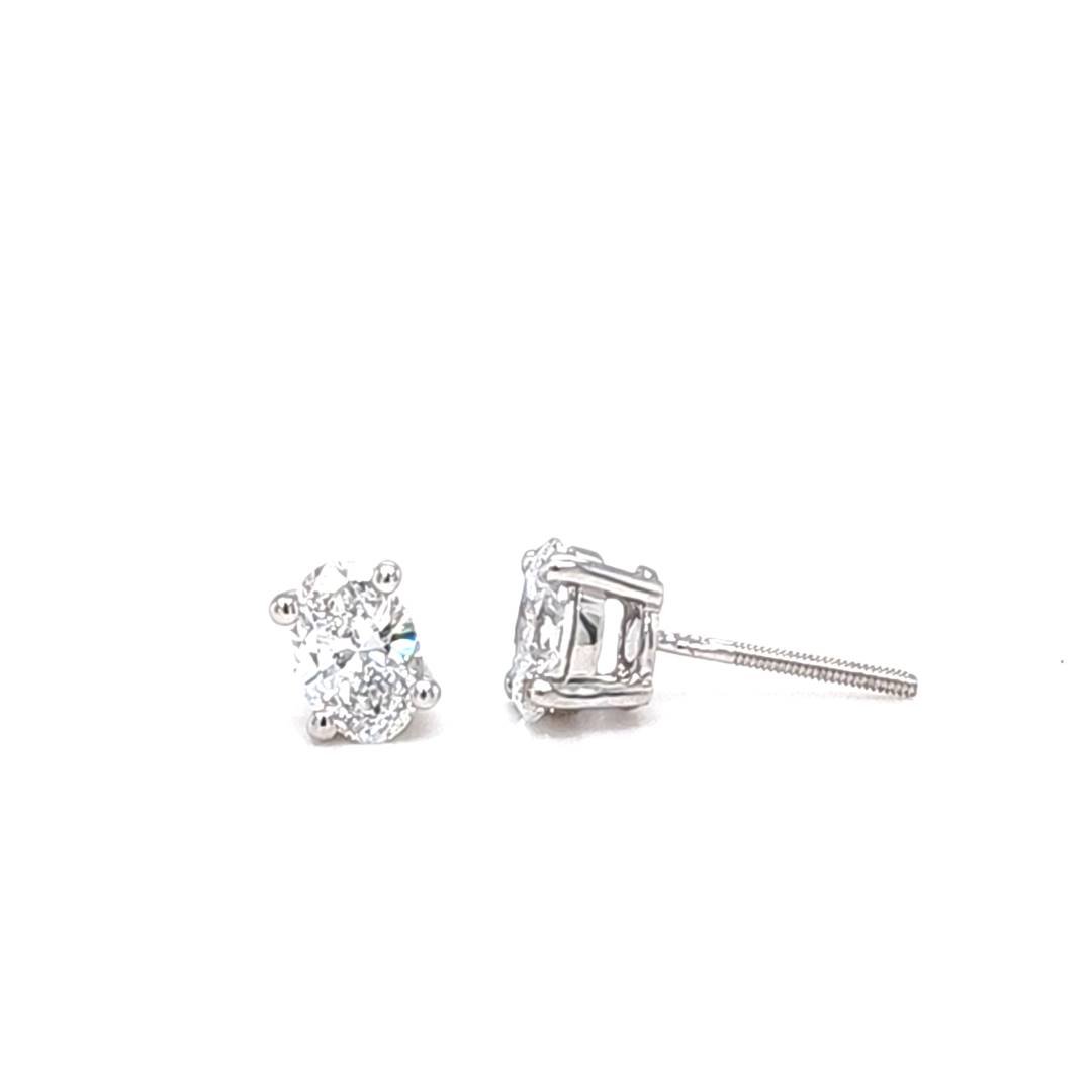 LG - 14K 1.07CT D-EARRING LDS CERTIFIED DIA OVL