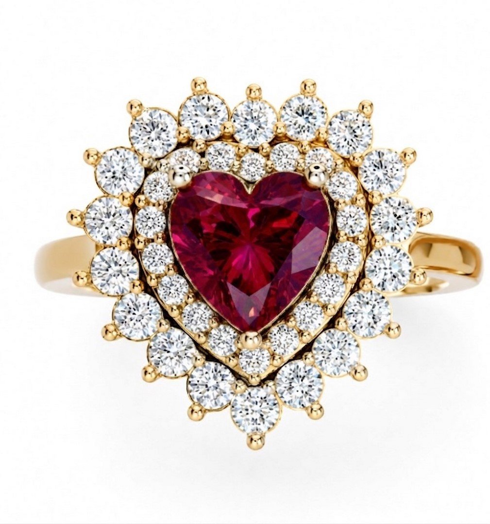 LG - 14K 2.28CT D-RING LDS HRT/RDS CERTIFIED RUBY 1.40