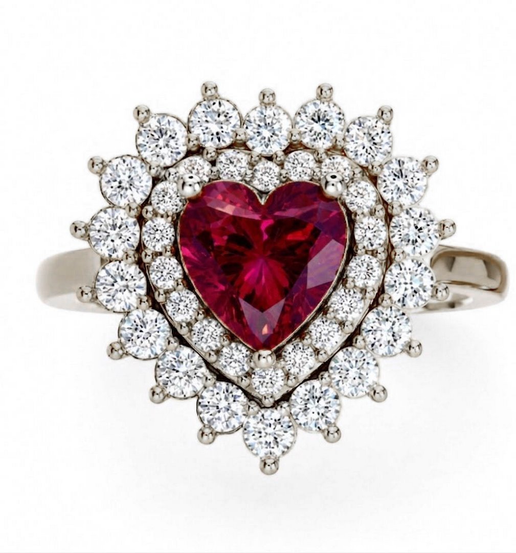 LG - 14K 2.28CT D-RING LDS HRT/RDS CERTIFIED RUBY 1.40
