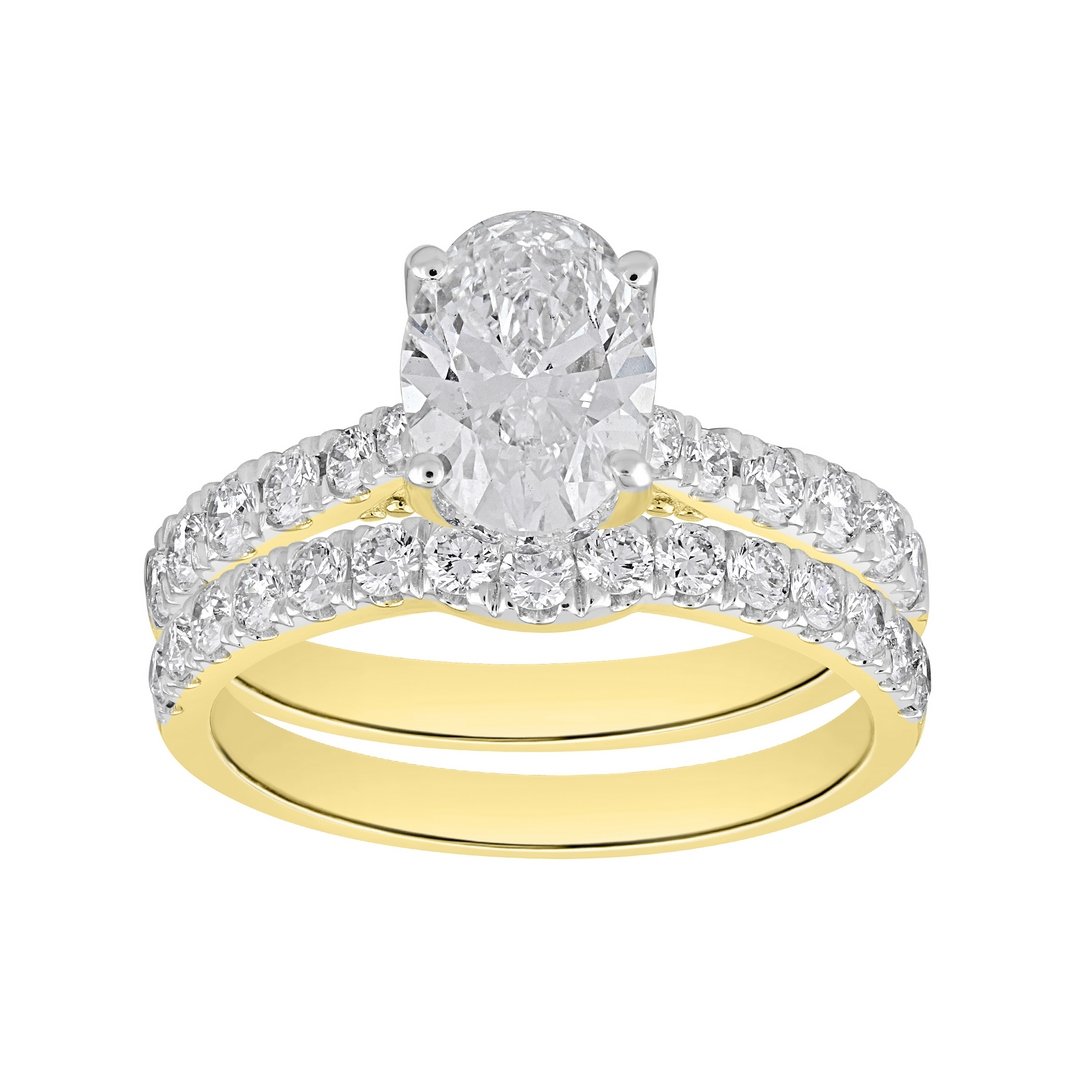 LG - 14K 3.21CT D-BRIDAL SET LDS RDS CNTR 1.99CT CERTIFIED