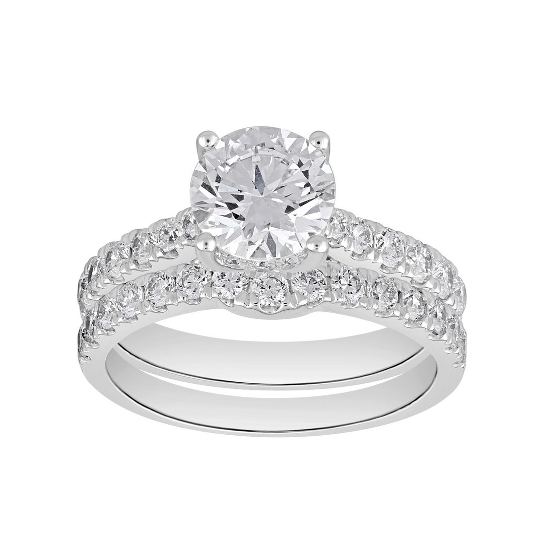 LG - 14K 3.18CT D-BRIDAL SET LDS RDS CERTIFIED CNTR 1.96CT