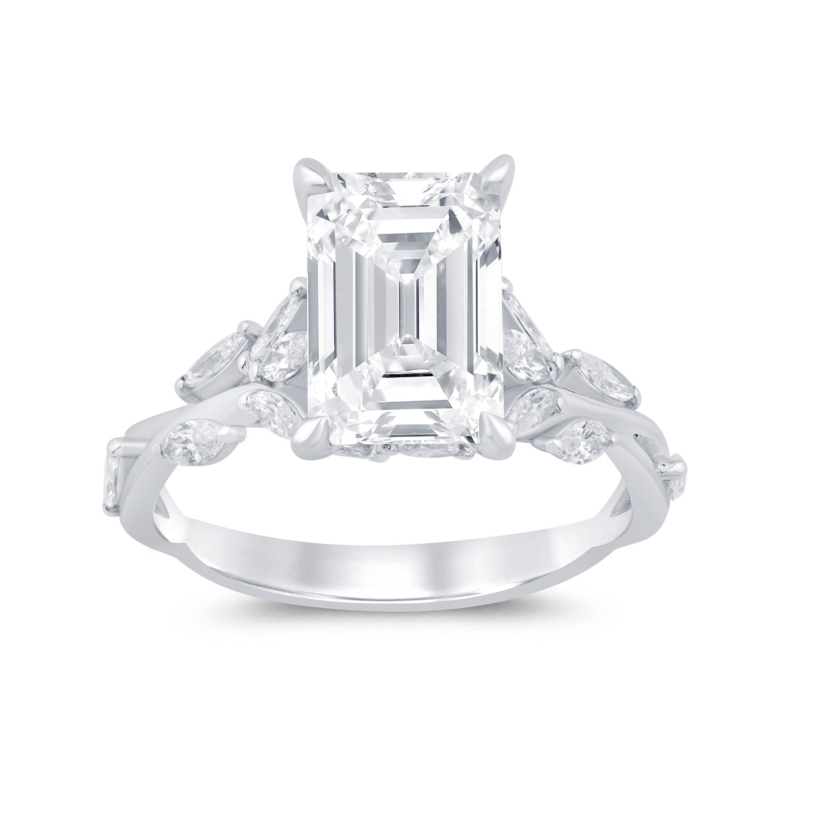 LG - 14K 3.83CT D-RING D-RING LDS MARQ/EME CNTR EME 3.03CT "CERTIFIED"