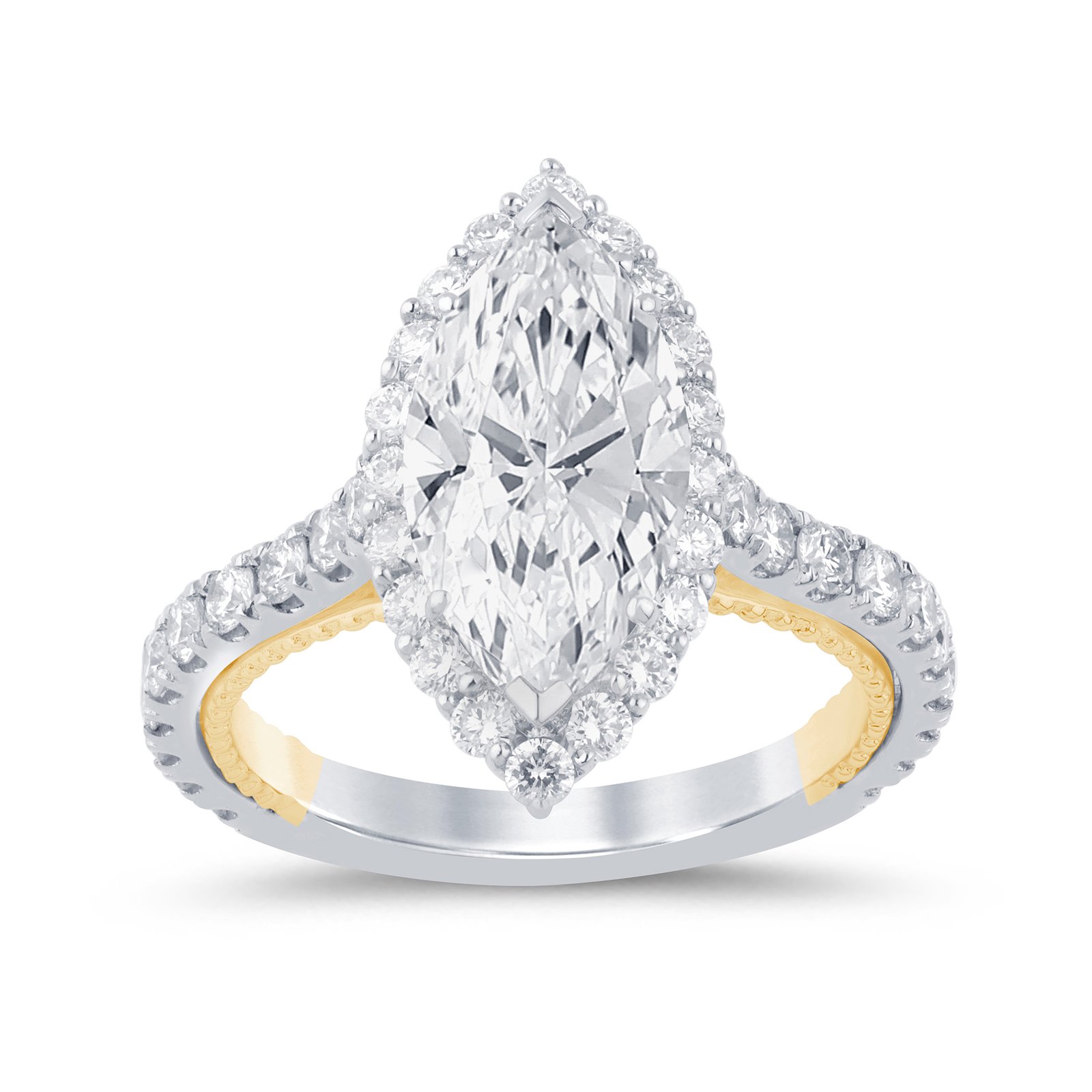 LG - 14K 4.19CT D-RING LDS MARQ/RDS CNTR MARQ 3.06CT "CERTIFIED"