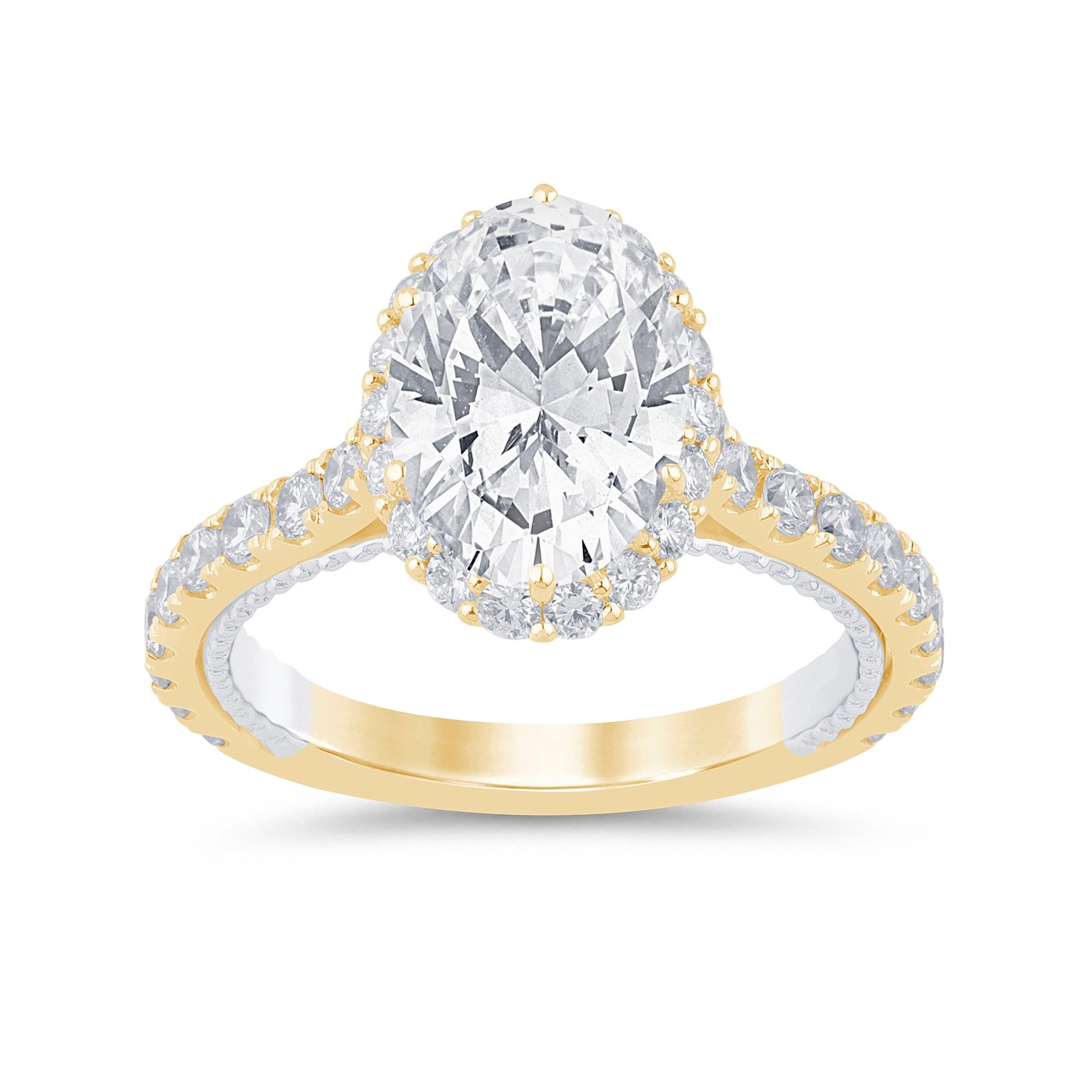 LG - 14K 4.02CT D-RING LDS OVL/RDS CNTR OVL 3.02CT MICRO PRONG "CERTIFIED"