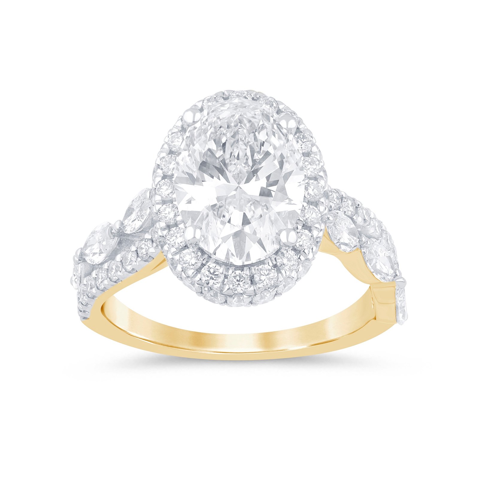 LG - 14K 4.56CT D-RING LDS OVL/MARQ/RDS CNTR OVL 3.01CT "CERTIFIED"