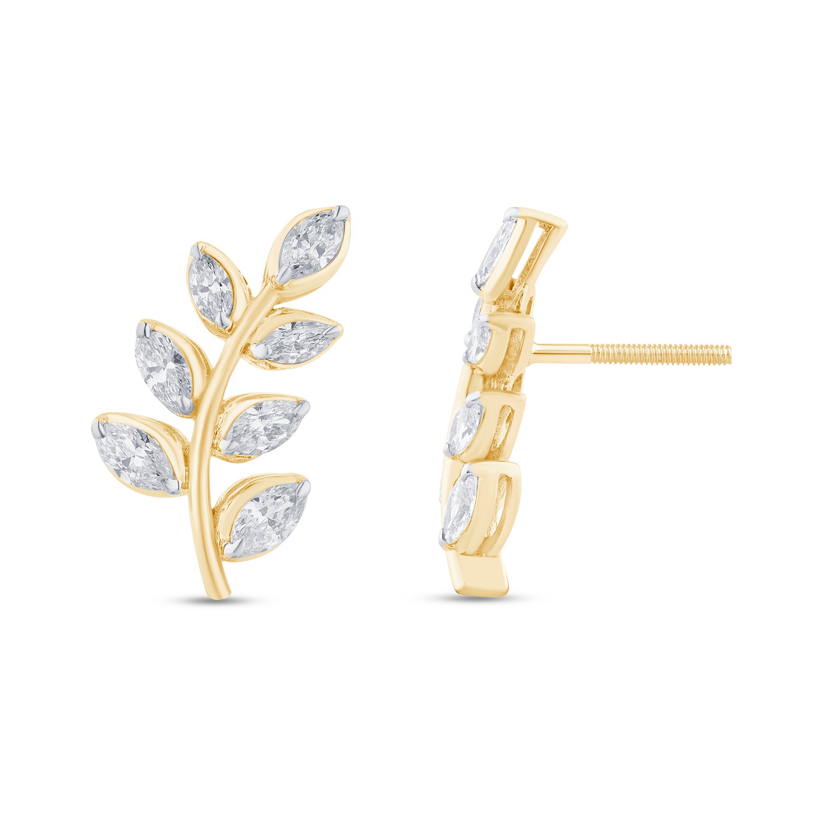 LG - 14K 0.93CT D-EARRING LDS MARQ PRONG "CERTIFIED"