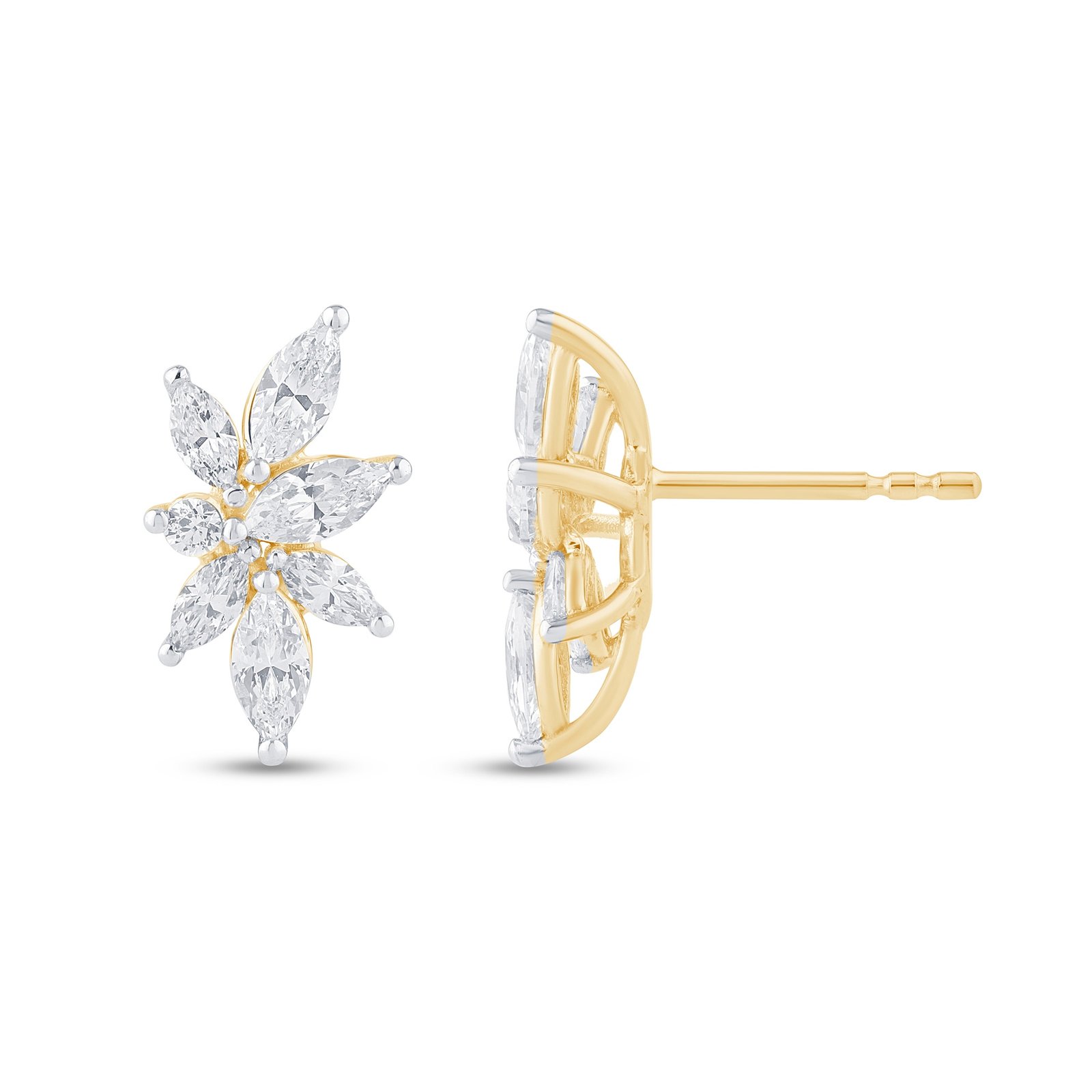 LG - 14K 1.22CT D-EARRING LDS MARQ/RDS PRONG "CERTIFIED"