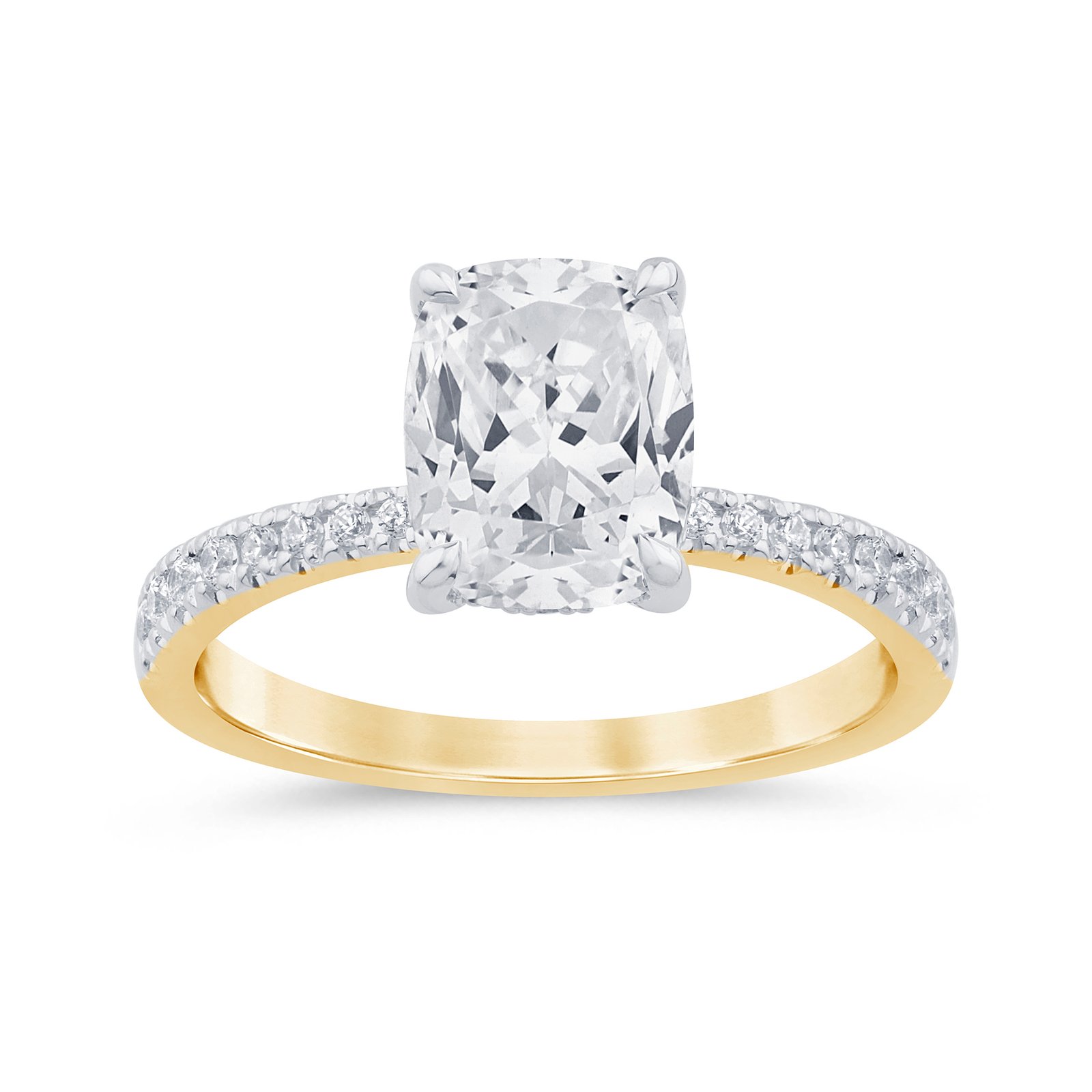 LG - 14K 2.79CT D-RING LDS ELCUSH/RDS MICRO PRONG CNTR ECUSH 2.52CT "CERTIFIED"