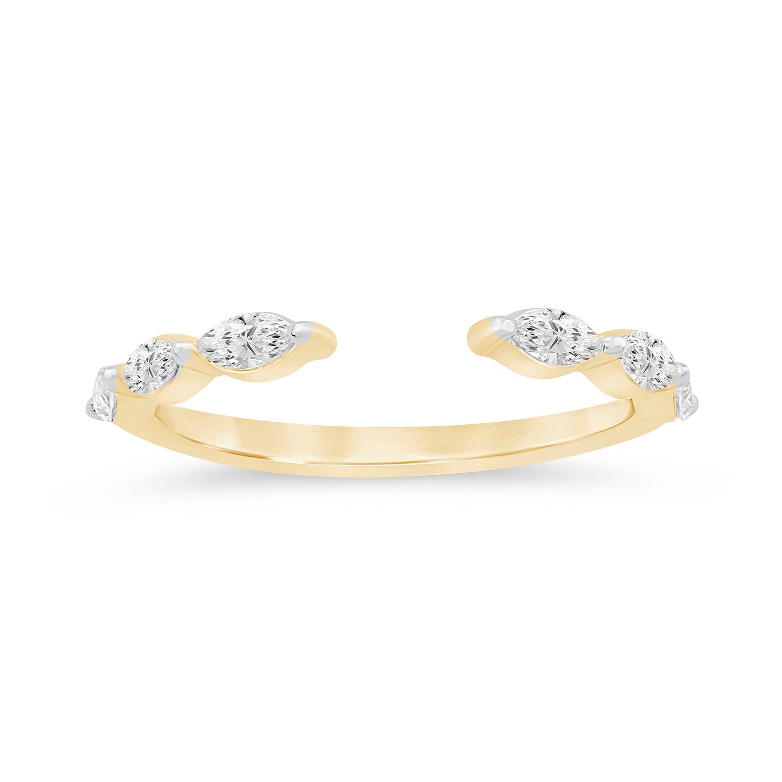 LG - 14K 0.38CT D-BAND LDS MARQ PRONG SETTING CERTIFIED