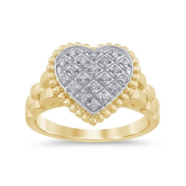 10K 0.16CT D-RING LDS RDS "HEART" PRONG