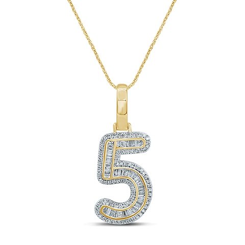 10K 0.43-0.47CT D-PENDANT TPR/RDS "NUMBER 5"