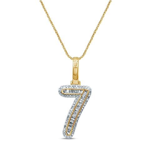 10K 0.32-0.38CT D-PENDANT TPR/RDS "NUMBER 7"