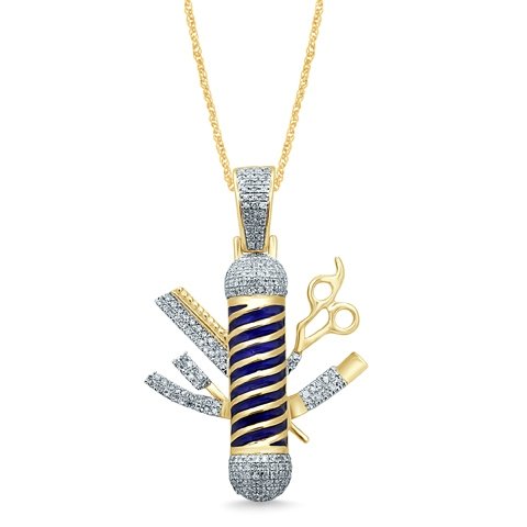 10K 0.47-0.54CT D-PENDANT RDS "BARBER POLE" MICRO POLE