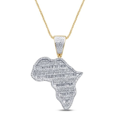 10K 1.13-1.14CT D-PENDANT MEN TPR/RDS MP "AFRICA MAP"