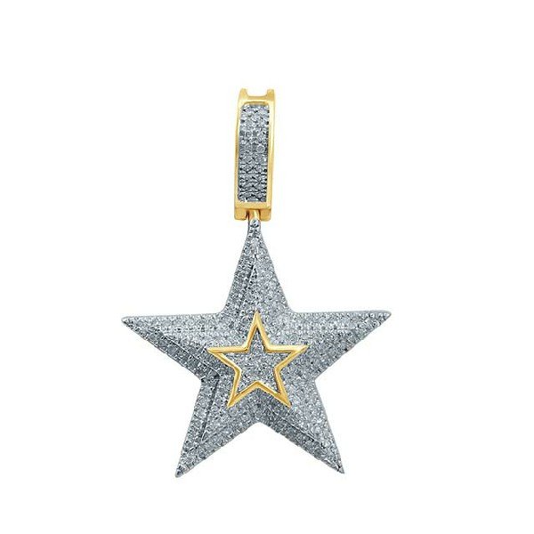 10K 0.31-0.37CT D-PENDANT MEN RDS "STAR" MICRO PRONG