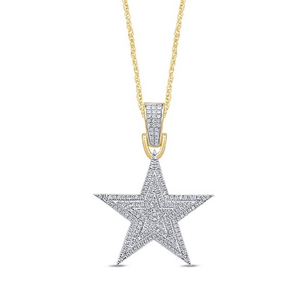 10K 0.28-0.37CT D-PENDANT RDS "STAR" MICRO PRONG