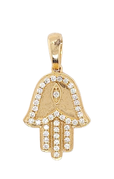 10K 0.30CT D-PENDANT MEN RDS "HAMSA HAND" (BEST DEAL BEST VALUE)