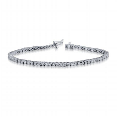 925 SS 0.11-0.23CT D-BRACELET LDS RDS FANUC SIZE 7" "1 ROW" 3.0MM