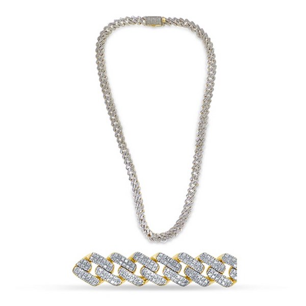 10K 5.06-5.29CT D-NECKLACE MEN RDS MP CUBAN SIZE 20 INCH 8.04 MM
