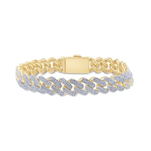 10K 3.45-3.57CT D-BRACELET MEN RDS MP  CUBAN SIZE 8.5 INCH 10.92-11.03 MM