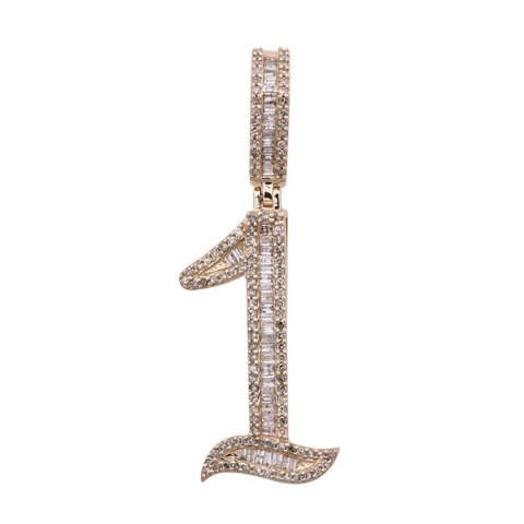 10K 0.54-0.71CT D-PENDANT BAG/TPR/RDS FANCY OLD ENGLISH FONT "NUMBER 1"