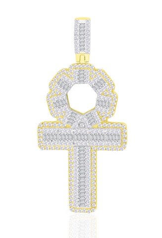 10K 1.09-1.29CT D-PENDANT MEN SBAG/RDS "ANKH"