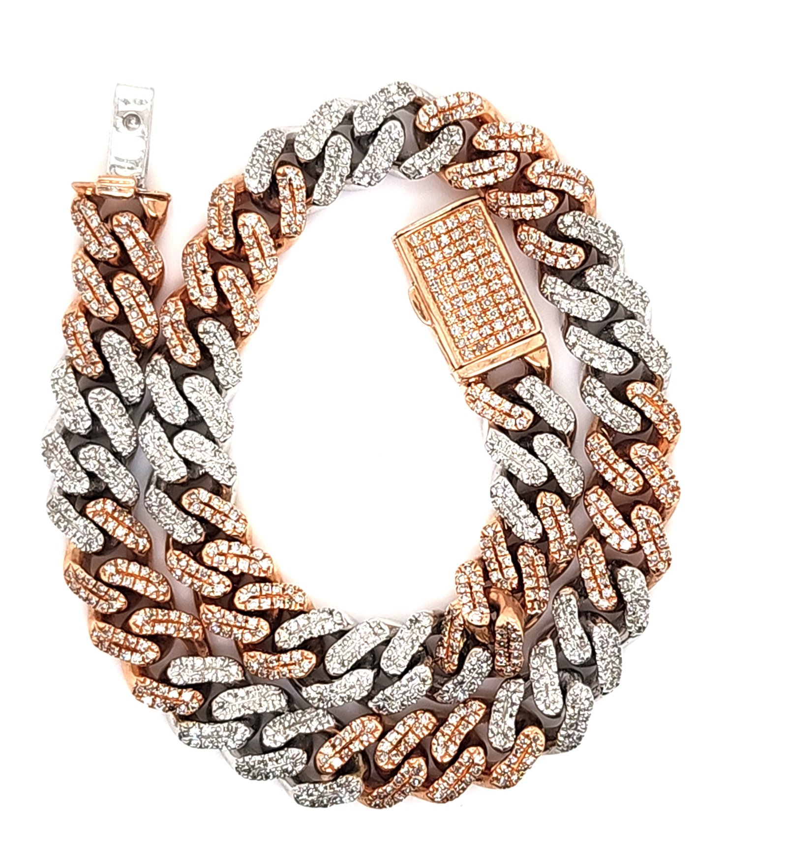 10K 2.24-2.26CT D-BRACELET MEN RDS CUBAN MP SIZE 9 INCH 7.19MM