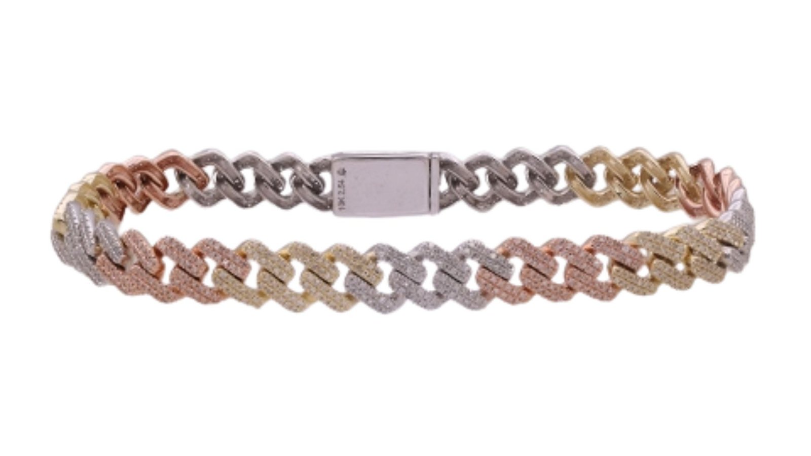 10K 2.51-2.55CT D-BRACELET MEN RDS MP CUBAN SIZE 8.5 INCH 8.25 MM