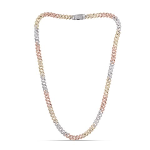 10K 5.76-5.80CT D-NECKLACE MEN RDS MP CUBAN SIZE 22 INCH 8.00 MM