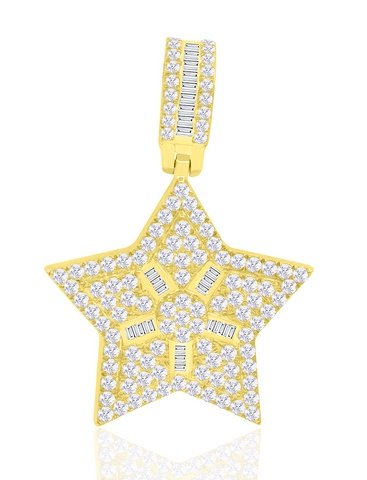 10K 1.35CT D-PENDANT MEN BAG/RDS "STAR"
