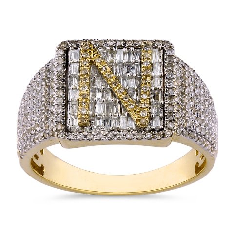 10K 0.81-0.86CT D-RING MEN TPR/RDS "INITIAL N" (BEST DEAL BEST VALUE)