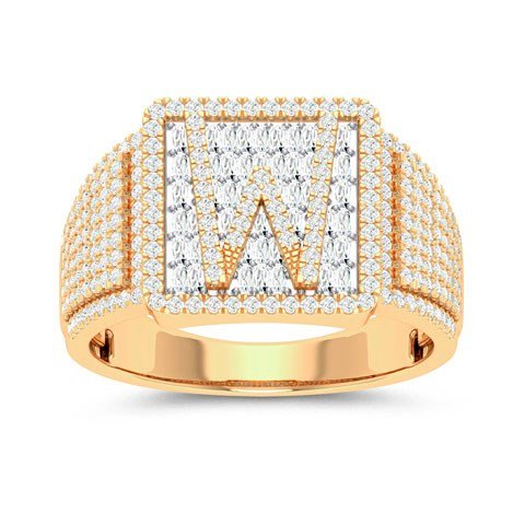 10K 0.85-0.92CT D-RING MEN TPR/RDS "INITIAL W" (BEST DEAL BEST VALUE)