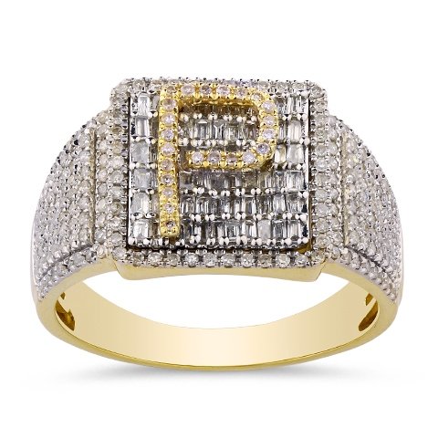 10K 0.87-0.92CT D-RING MEN TPR/RDS "INITIAL P" (BEST DEAL BEST VALUE)