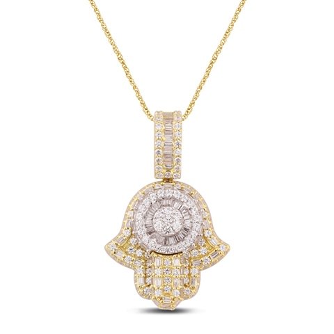 10K 1.84CT D-PENDANT MEN TPR/RDS DARK "HAMSA HAND" (BEST DEAL BEST VALUE)