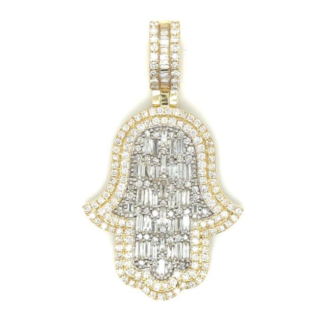 10K 3.35CT D-PENDANT MEN SBAG/BAG/RDS "HAMSA HAND" (BEST DEAL BEST VALUE)