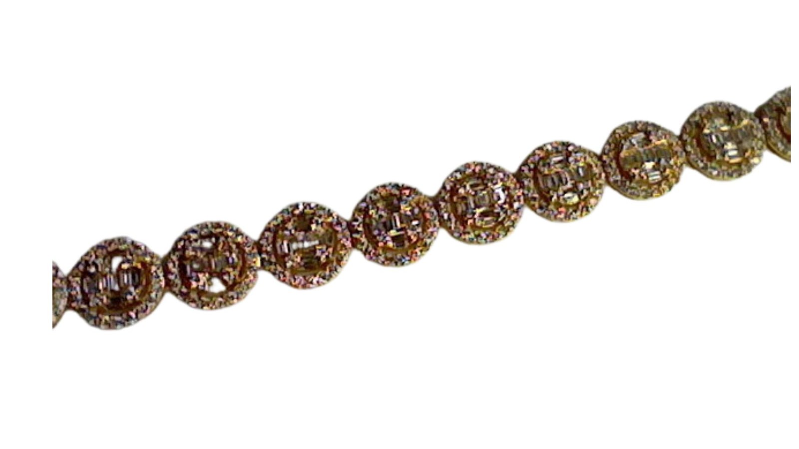 10K 6.99CT D-BRACELET MEN SBAG/RDS DARK SIZE 8.5 INCH 9.85 MM