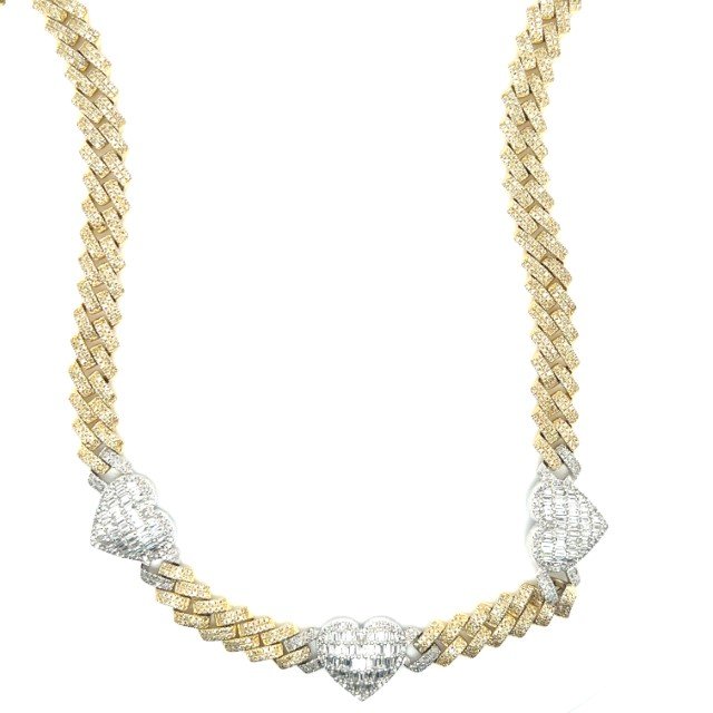 10K 6.73CT D-NECKLACE MEN FSBAG/RDS SIZE 20 INCH 13.22 MM "CUBAN WITH HEART"