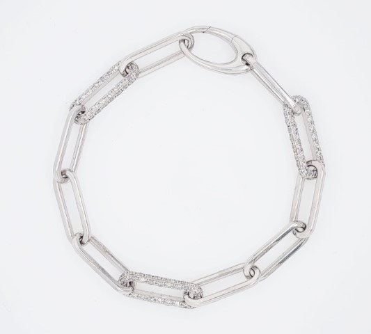 14K 1.76CT D-BRACELET SIZE 7 INCHES RDS "PAPER CLIP"
