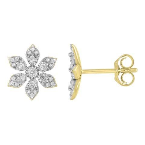 14K 0.26-0.28CT D-EARRING RDS "FLOWER"