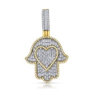 10K 1.40-1.44CT D-PENDANT SBAG/RDS "HAMSA HAND WITH HEART"