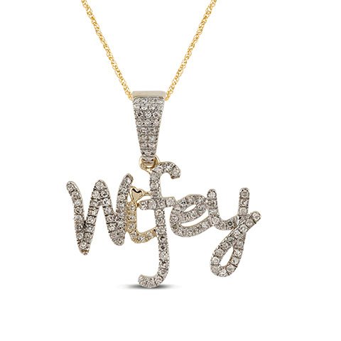 10K 0.19-0.21CT D-PENDANT RDS "WIFEY" MICRO PRONG