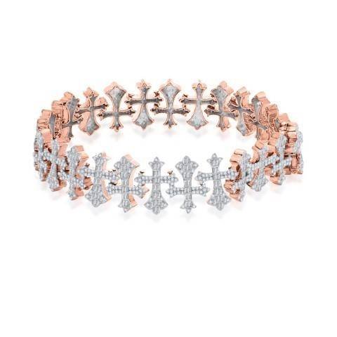 10K 5.31CT D-BRACELET MEN SBAG/RDS "CROSS" SIZE 8 INCH
