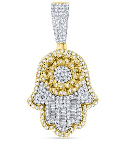 10K 0.83-0.91CT D-PENDANT MEN BAG/RDS "HAMSA HAND" (BEST DEAL BEST VALUE)