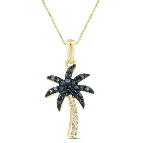 10K 0.13-0.16CT D-PENDANT RDS BLUE "PALM TREE" PRONG