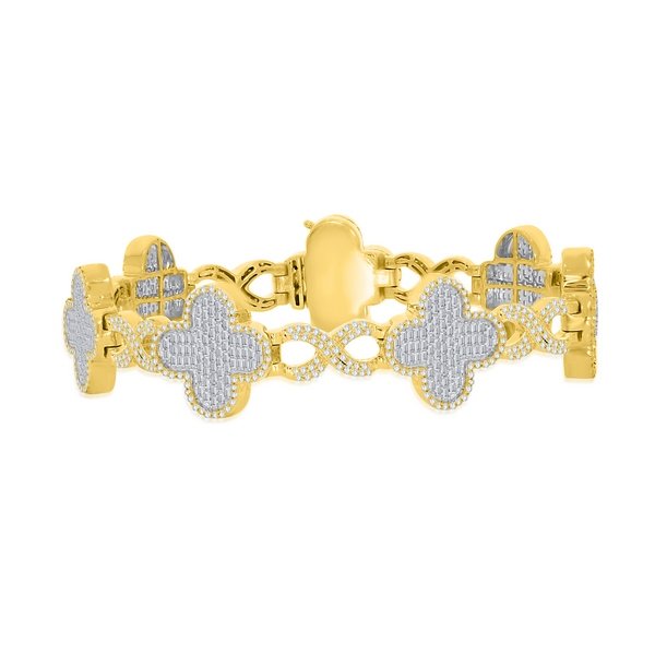 10K 3.87-4.08CT D-BRACELET SBAG/RDS "CLOVER" SIZE 8 INCHES