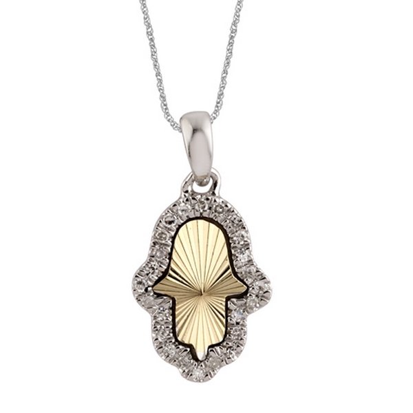 10K 0.04CT D-PENDANT RDS "HAMSA HAND" MP YELLOW PLATE